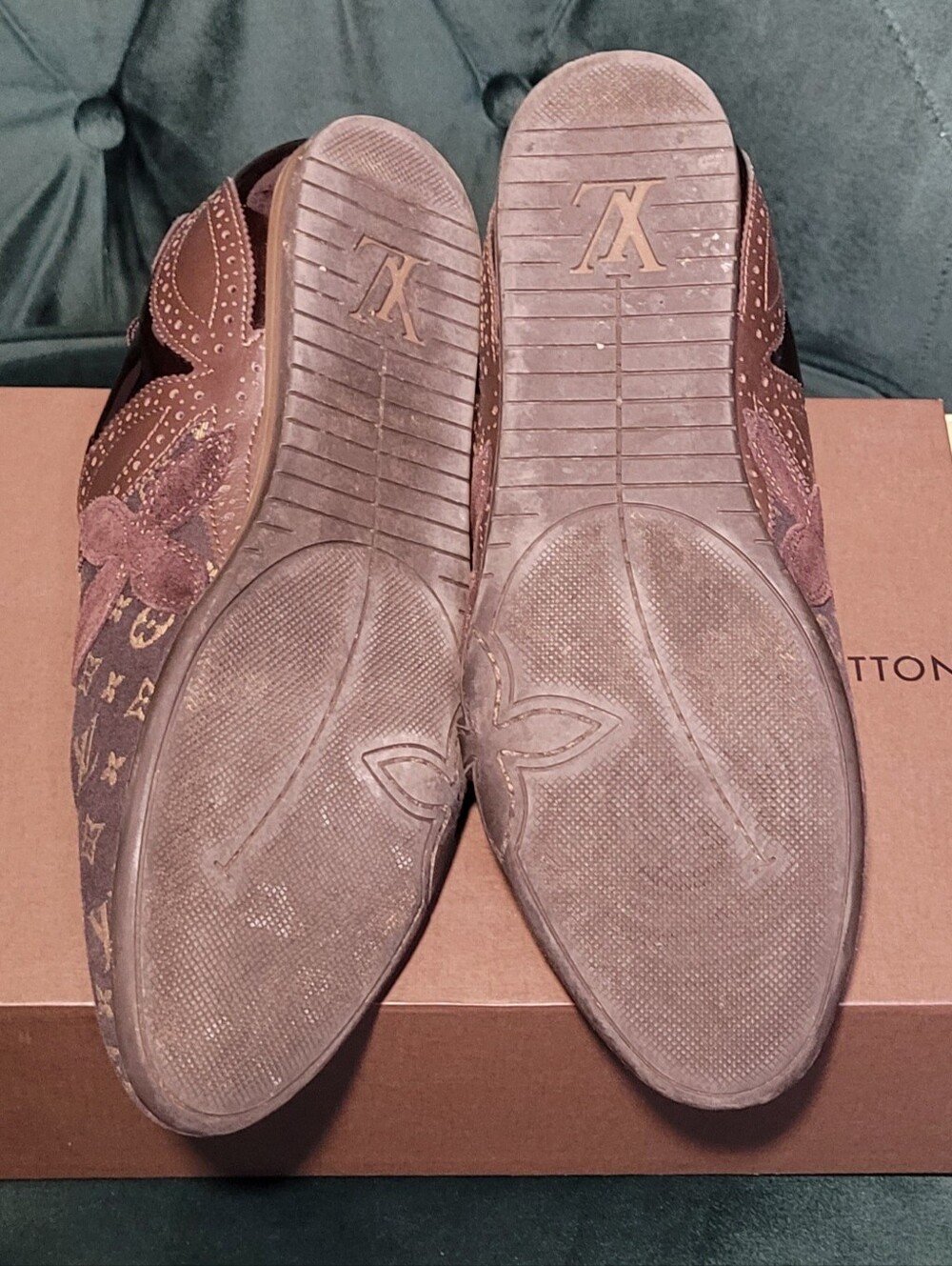 Louis Vuitton Brown Monogram Patent-Trim Sneakers - Picture 4 of 8